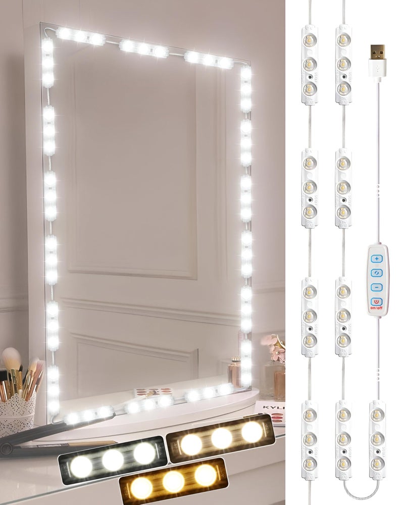 Stick-on LED Light - Three customizable color temperatures and dimmable control for bathroom vanity mirrors, no wiring required for quick setup. - Image 1