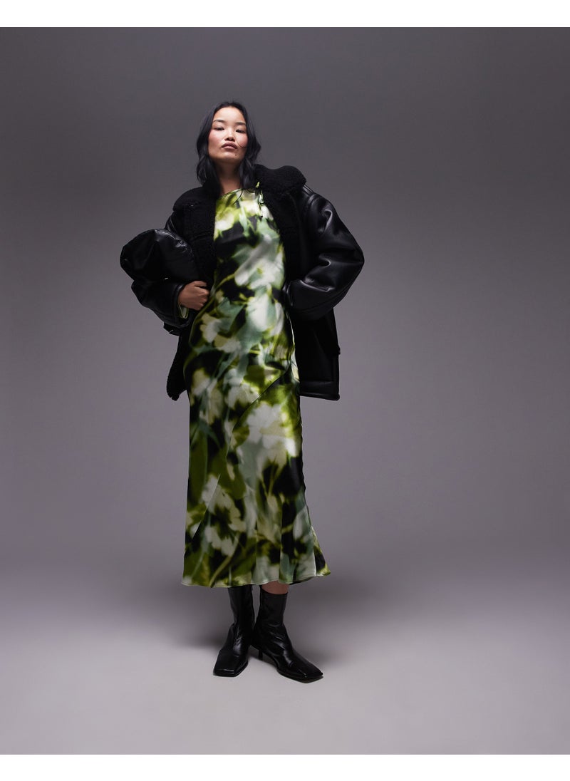 TOPSHOP Floral Print Slash Neck With Arm Cut Out Dress  - Image 1