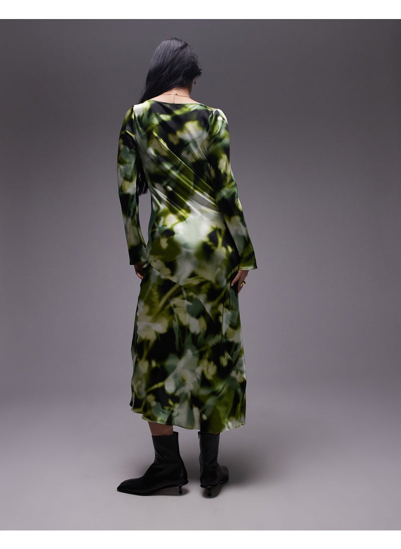 TOPSHOP Floral Print Slash Neck With Arm Cut Out Dress  - Image 2
