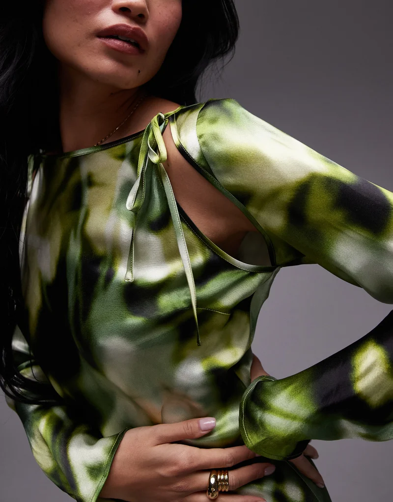 TOPSHOP Floral Satin Midi Dress