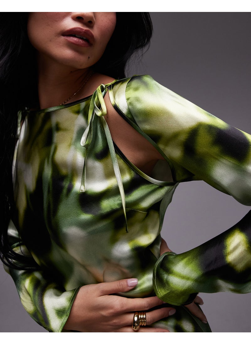 TOPSHOP Floral Print Slash Neck With Arm Cut Out Dress  - Image 3