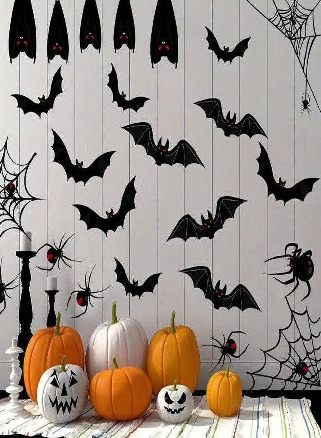 Boolavard 124pcs 3D Black Bat Wall Decals - Spooky Halloween Decor for Bars & Rooms, Perfect for Parties & Festive Creepy Props - Image 5