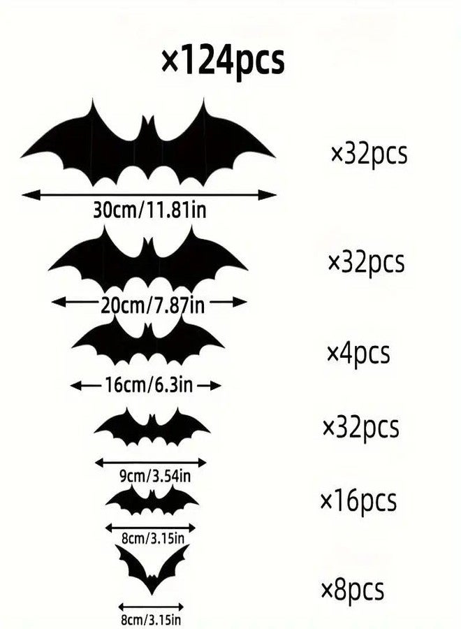 Boolavard 124pcs 3D Black Bat Wall Decals - Spooky Halloween Decor for Bars & Rooms, Perfect for Parties & Festive Creepy Props - Image 4