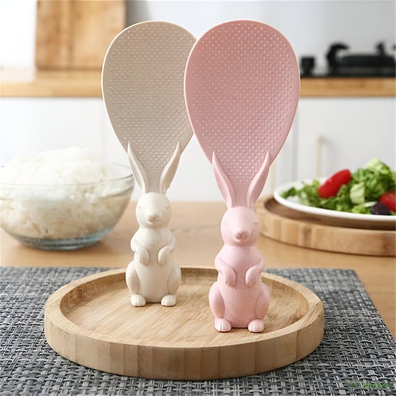 DUDSCOG Rabbit Design Rice Spoon - Non-Stick Serving Spatula for Rice Cooking & Meal Prep, Vertical Kitchen Spoon, Ideal for Tableware and Daily Use (Pack of 2) - Image 1