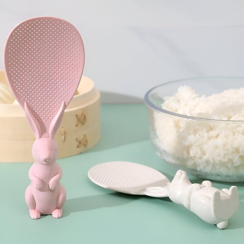 DUDSCOG Rabbit Design Rice Spoon - Non-Stick Serving Spatula for Rice Cooking & Meal Prep, Vertical Kitchen Spoon, Ideal for Tableware and Daily Use (Pack of 2) - Image 2