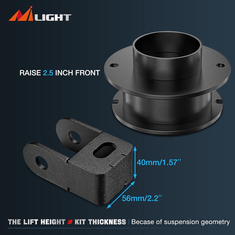 Nilight 2.5" Front Leveling Lift Kit for 2014 2015 2016 2017 2018 2019 2020 2021 2022 2023 ram 2500 4WD 2013-2022 ram 3500 4WD Spring Spacers and Shock Extenders Lift Kits - Image 2