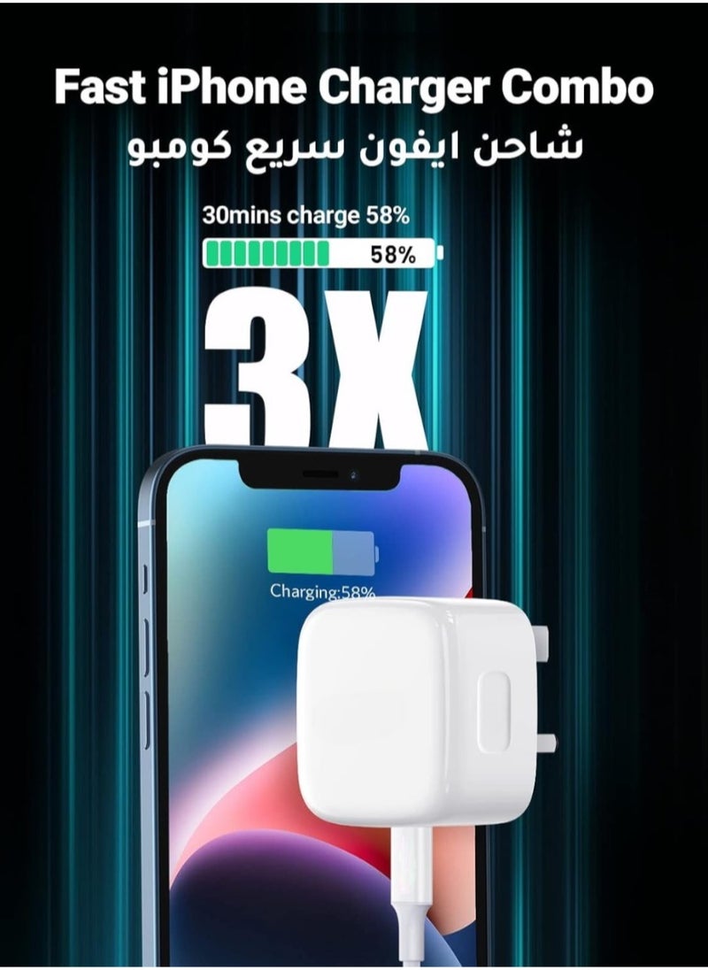 Generic - Package of 20W iPhone 15 Fast Charger Cable, Foldable USB C Power Adapter with 60W Cable and Wired Headphones for iPhone 15 Pro Max/15 Pro/15/15 Plus, iPad, Samsung, Xiaomi, OnePlus - Image 1