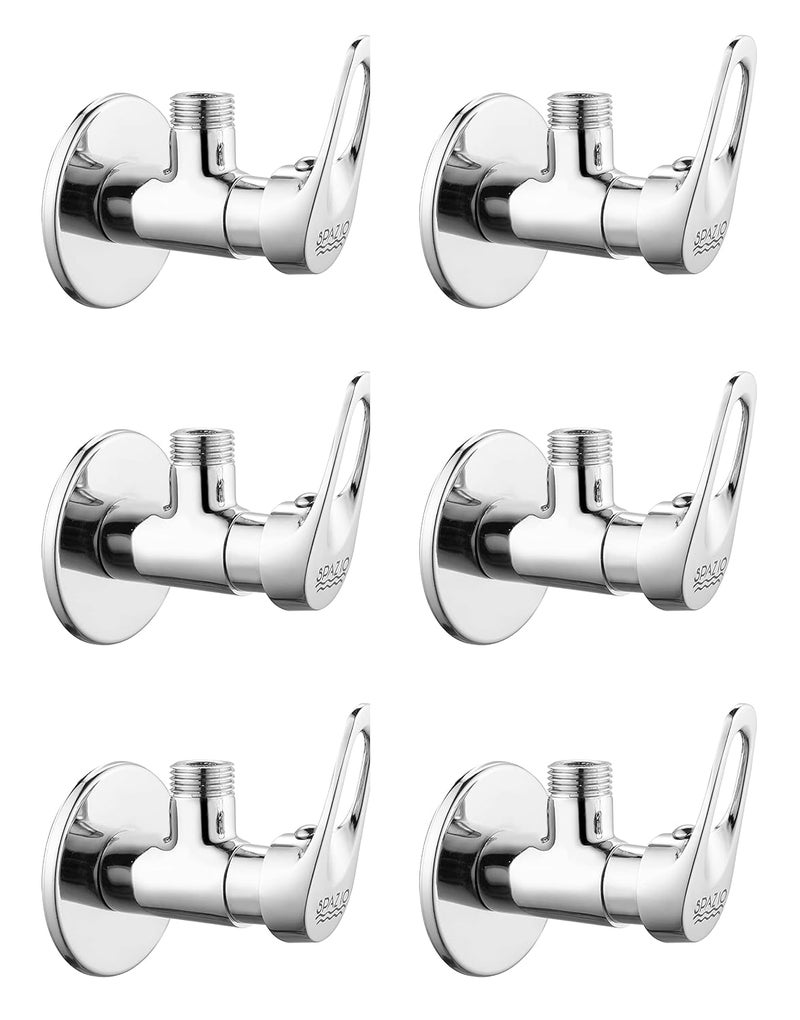 Spazio Hexa Brass Angle ValveAngle Cock Stop Cock for Bathroom Taps Geyser and Wash Basin Connection with Wall Flange Pack of 6 - Image 1