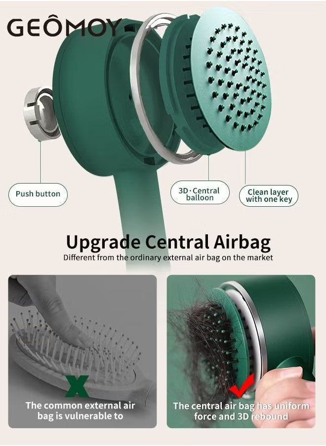 جيموي فرشاة الشعر ذاتية التنظيف بضغطة زر 3D وسادة هوائية مشط العناية بالشعر مكافحة ساكنة فروة الرأس تدليك شعر ناعم محمول بمقبض طويل مشط وسادة هوائية - Image 5