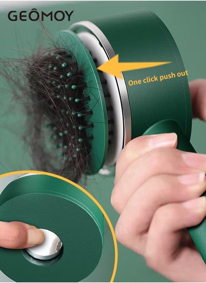 جيموي فرشاة الشعر ذاتية التنظيف بضغطة زر 3D وسادة هوائية مشط العناية بالشعر مكافحة ساكنة فروة الرأس تدليك شعر ناعم محمول بمقبض طويل مشط وسادة هوائية - Image 4