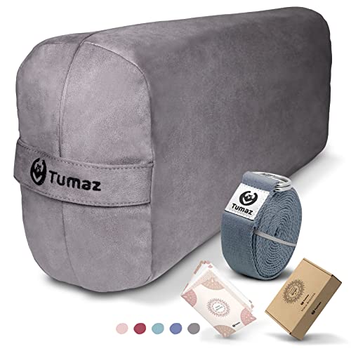 Tumaz Yoga Bolster Set - Rectangular Bolster Pillow for Restorative Yoga, Soft Meditation Pillow with Carry Handle and 8-Feet Strap, Machine Washable Cover - Image 1