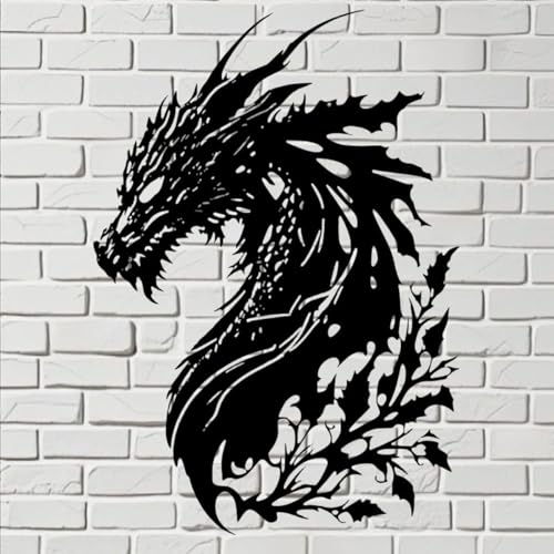 DAECHAO Dragon Metal Wall Decor Medieval Fantasy Art for Bedroom Living Room Office Man Cave, Room Decorations for Men Ideal Gifts for Dragon Lovers - Image 1