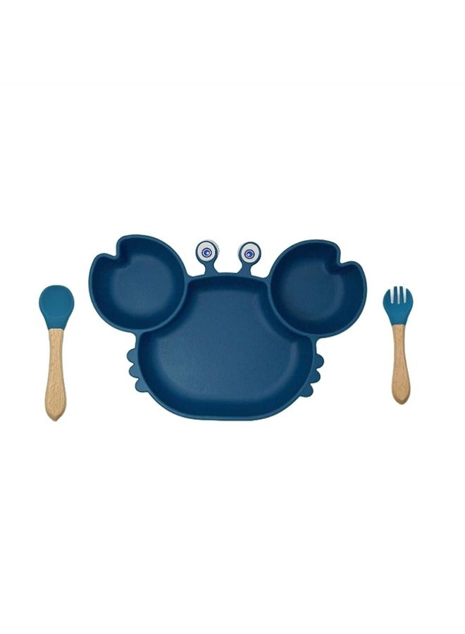 VInedi Silicone tableware divided plate, auxiliary food training suction bowl