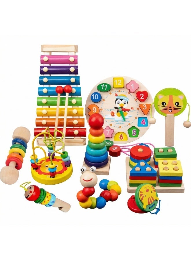 Montessori Toys, 10 PCS Set of Early Childhood Education Toys, Wooden Enlightenment Toy, Preschool Educational Learning Toy for Kids, Suitable for Children Aged 1-3 Years Old - Image 1