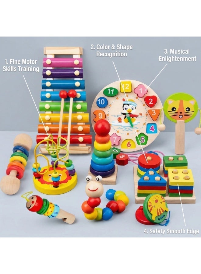 Montessori Toys, 10 PCS Set of Early Childhood Education Toys, Wooden Enlightenment Toy, Preschool Educational Learning Toy for Kids, Suitable for Children Aged 1-3 Years Old - Image 3