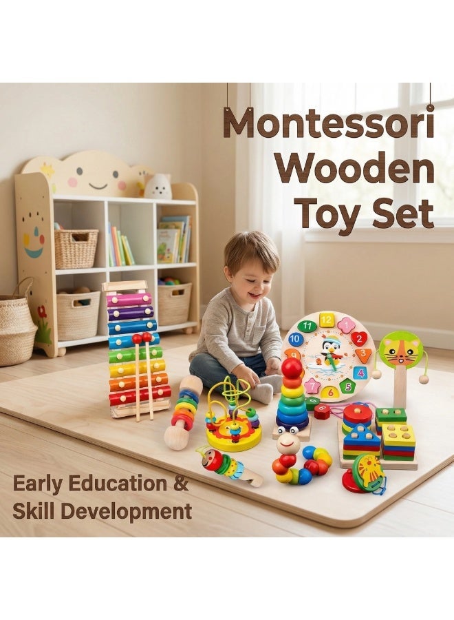 Montessori Toys, 10 PCS Set of Early Childhood Education Toys, Wooden Enlightenment Toy, Preschool Educational Learning Toy for Kids, Suitable for Children Aged 1-3 Years Old - Image 4