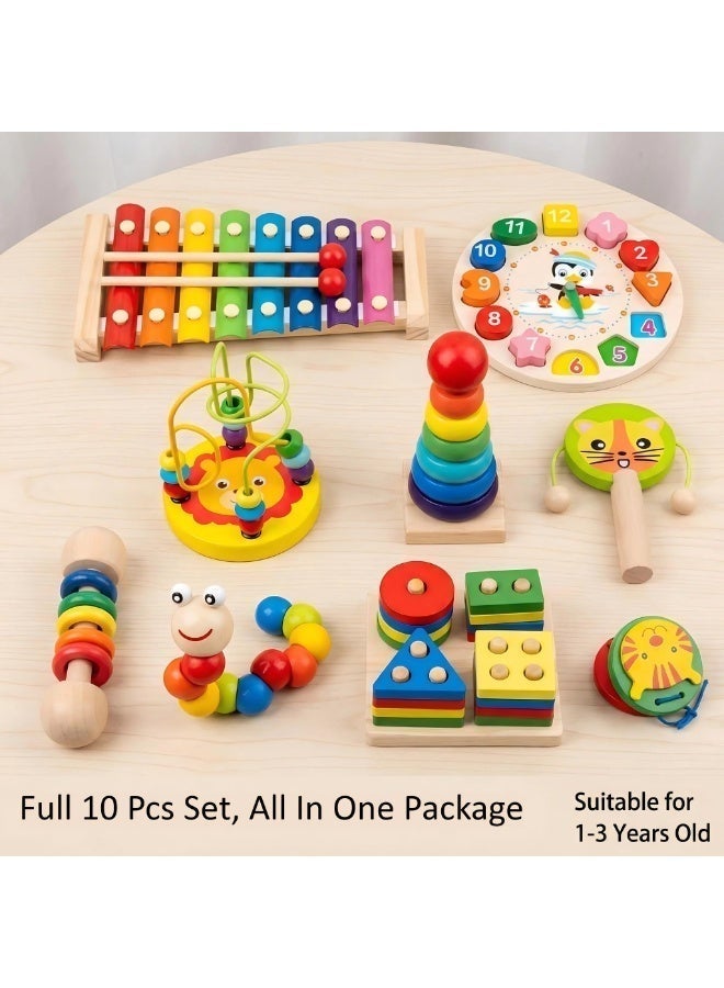 Montessori Toys, 10 PCS Set of Early Childhood Education Toys, Wooden Enlightenment Toy, Preschool Educational Learning Toy for Kids, Suitable for Children Aged 1-3 Years Old - Image 5