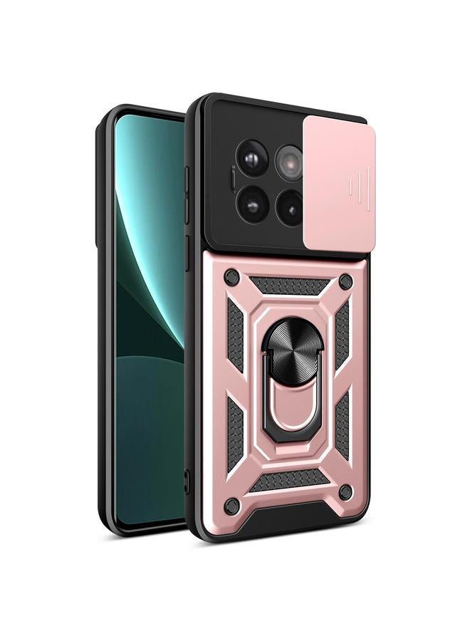 Zaboon For OnePlus 13R / Ace 5 / Ace 5 Pro 5G Sliding Camera Cover Design TPU Hybrid PC Phone Case(Rose Gold) 