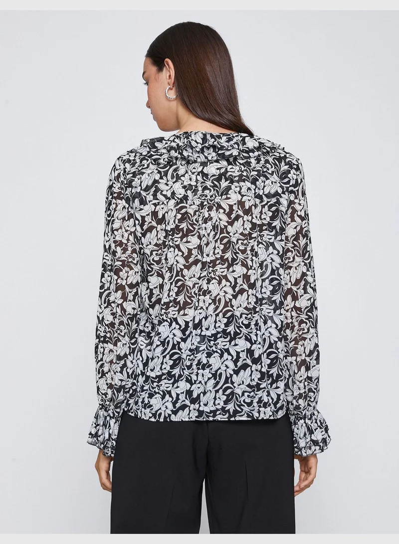 KOTON Floral Chiffon Blouse Voluminous