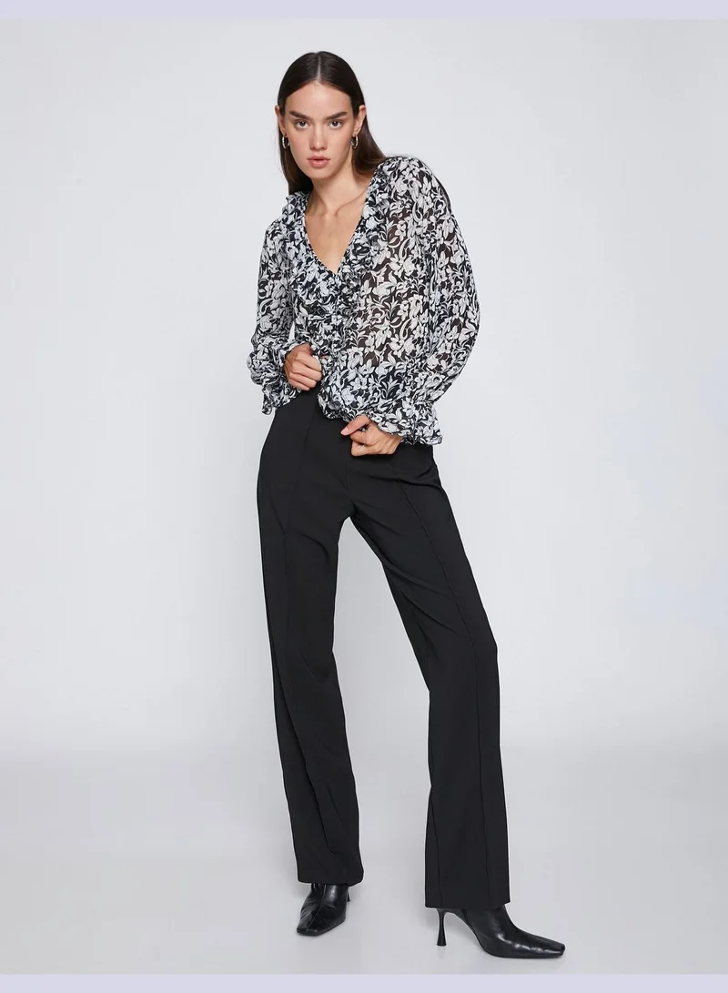 KOTON Floral Chiffon Blouse Voluminous