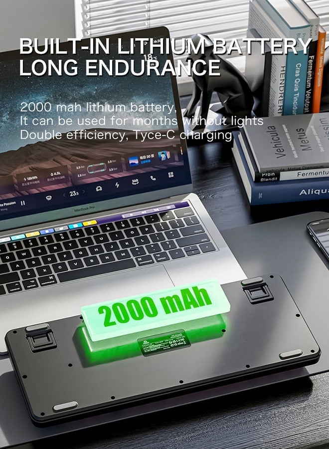 فري وولف لوحة مفاتيح لاسلكية مزدوجة الوضع M75، لوحة مفاتيح غشائية، 2.4G + بلوتوث، مدمجة بـ 81 مفتاح، أغطية مفاتيح PBT، شاشة ذكية وإضاءة RGB لأجهزة الكمبيوتر وماك. - Image 5