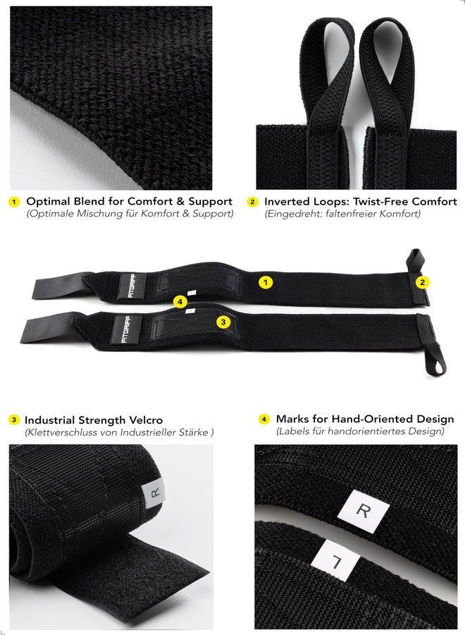 Fitgriff Straps + Wristbands for Gym (1 Set) - Gym Wristbands and Weight Lifting Bands - Fitness Accessories (Black) - Image 3