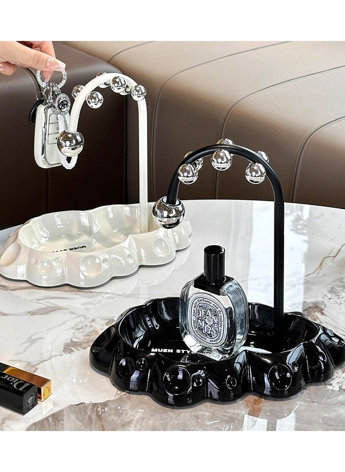 Ceramic Key Storage Shelf Foyer Decoration Light Luxury High-end Entrance Shoe Cabinet Decoration Cream Style 