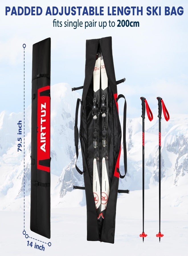AIRTTUZ Ski Bag and Boot Bag Combo, Water-Resistant Ski Boot Travel Bag Fit Skis Up to 200 cm & Boots Size 13 With 5mm Foam Ski Gear Bag. (blk/red) - Image 4