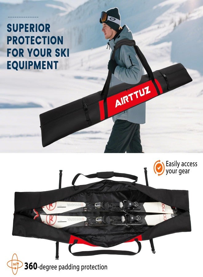AIRTTUZ Ski Bag and Boot Bag Combo, Water-Resistant Ski Boot Travel Bag Fit Skis Up to 200 cm & Boots Size 13 With 5mm Foam Ski Gear Bag. (blk/red) - Image 3