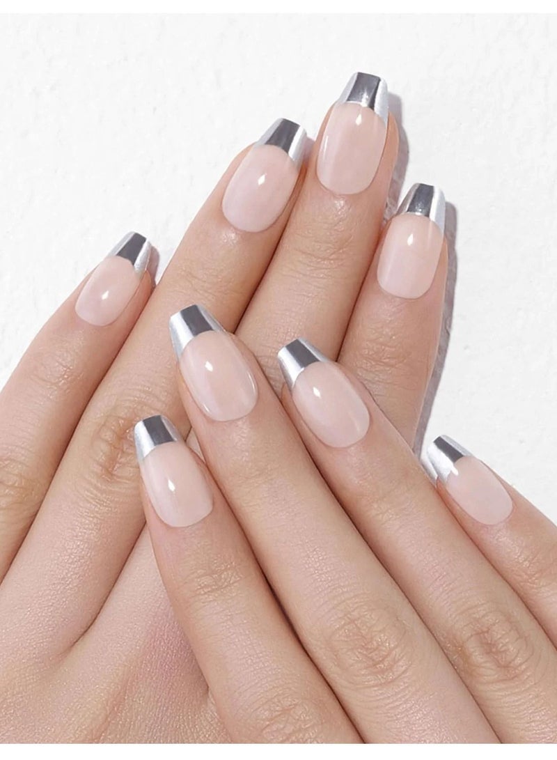 Dashing Diva Magic Press Silver Chic French - medium fresh shape - Image 2