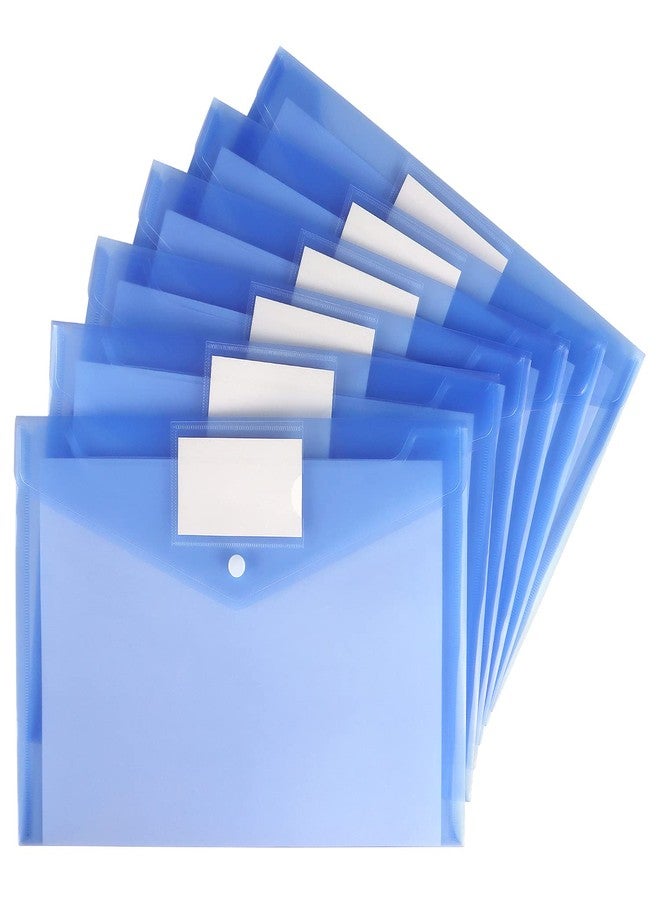 Hutou 6 Pack Clear Document Folders Plastic Envelopes Poly Envelopes File Envelopes with Label Pocket and Snap Button for Home Work Office Organization, Letter Size/A4 Size (Blue) - Image 1