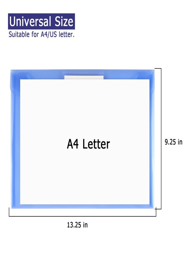Hutou 6 Pack Clear Document Folders Plastic Envelopes Poly Envelopes File Envelopes with Label Pocket and Snap Button for Home Work Office Organization, Letter Size/A4 Size (Blue) - Image 3