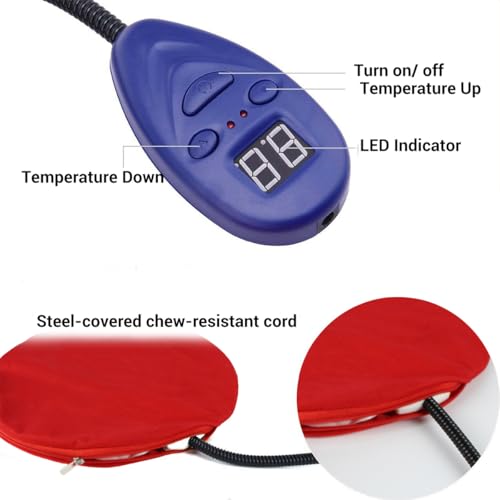 NAMSAN Heating Pad for Cats Small Dogs Heated Dog Bed Round Cat Tree Heating Bed Rabbit Warming Pad, Temperature Adjustable, Chew Resistant Cord, Red - Image 5
