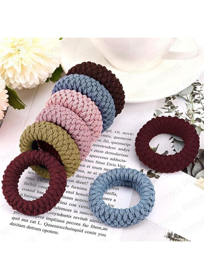 BIRDWARE - Black Hair Ties For Women Girls, Seamless Thick Black Hair Band, Multi Color Elastic Hair Ties No Damage Ponytail Holder (12Pc Tyre Ring) - Image 1