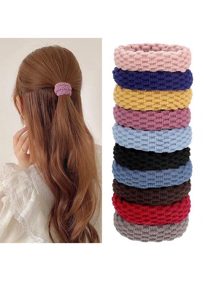 BIRDWARE - Black Hair Ties For Women Girls, Seamless Thick Black Hair Band, Multi Color Elastic Hair Ties No Damage Ponytail Holder (12Pc Tyre Ring) - Image 1