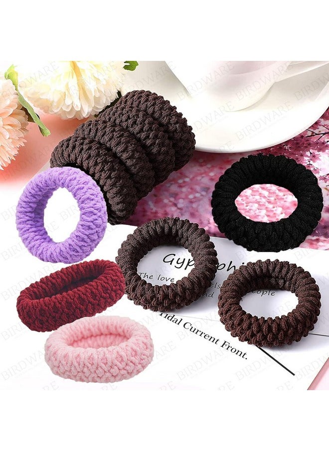 BIRDWARE - Black Hair Ties For Women Girls, Seamless Thick Black Hair Band, Multi Color Elastic Hair Ties No Damage Ponytail Holder (12Pc Tyre Ring) - Image 1