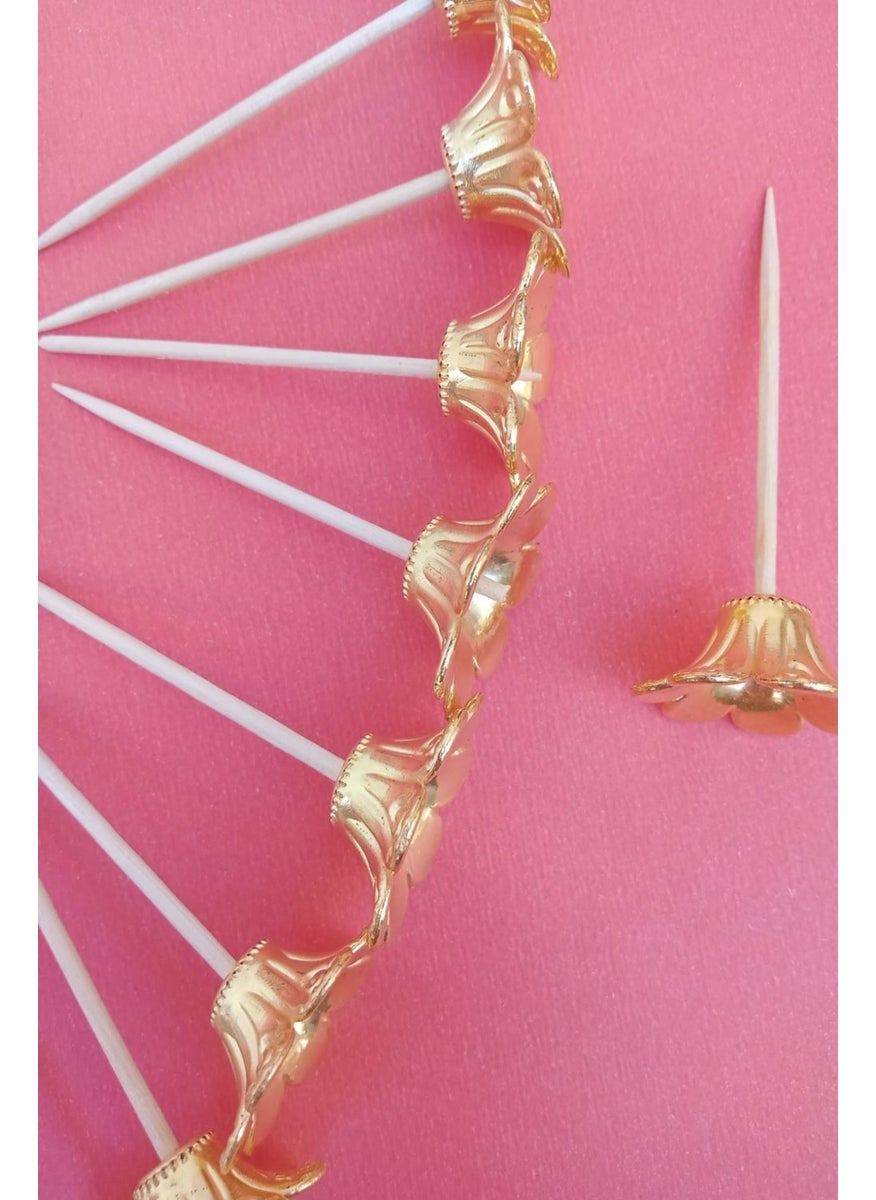 25 Pieces Gold Flower Head Cocktail Toothpick - Cake Toothpick 6cm - Presentation Toothpick - pzsku/Z7D9EEC8AC5A423F20594Z/45/_/1725895711/19260e79-8672-48d7-845f-979b7e38a2d5