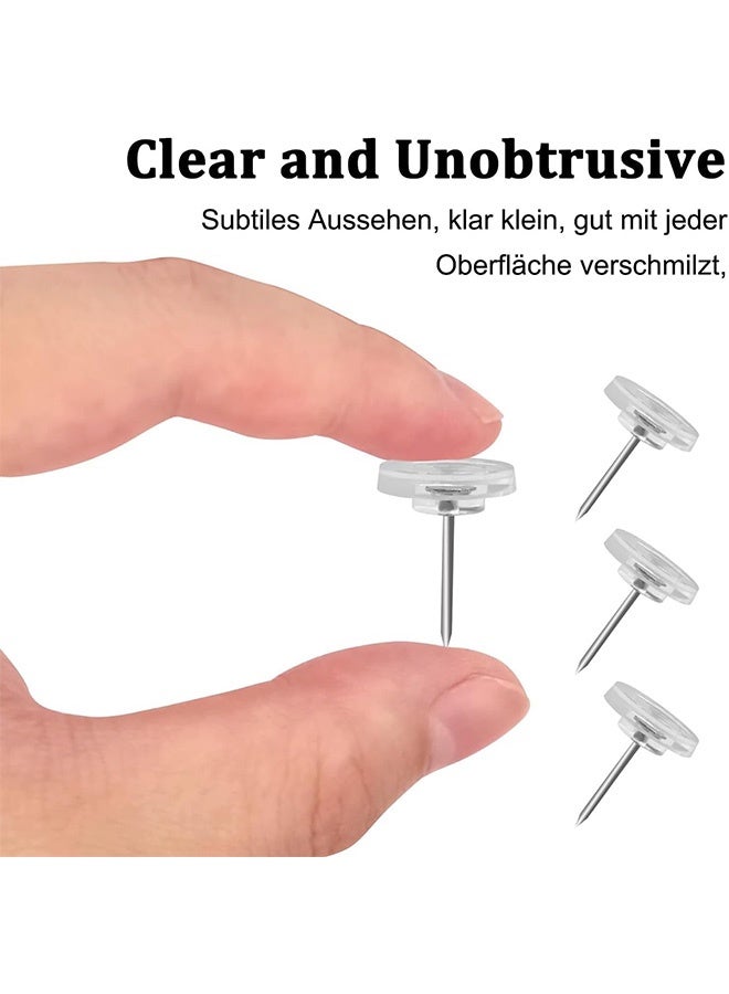 Quantum 150 PCS Clear Thumb Tacks, Round Plastic Transparent Thumb Tacks Drawing Pins, Transparent Flat Head Round Nails for Bulletin Boards and Wall Displays - Image 3