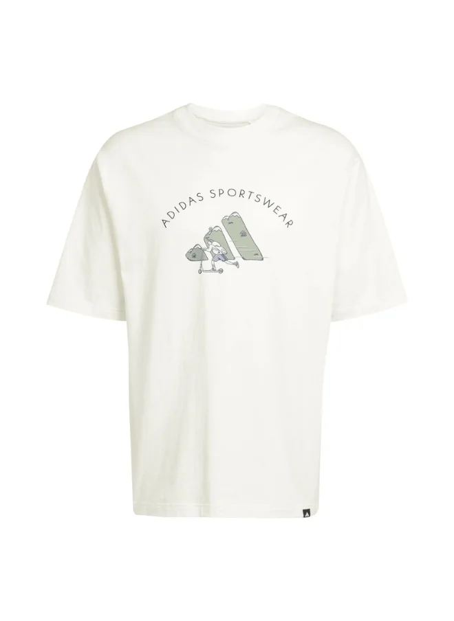 اديداس adidas M C DOODLE SCT White Training T-SHIRTS for Men - XS
