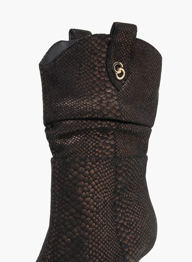 سيليست Women's Textured High Shaft Boots with Zip Closure