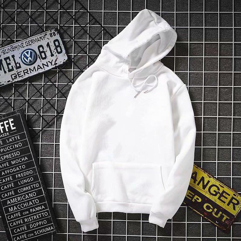 New Korean Style Fleece Sweater Mens and Womens Spring Solid Color Hooded Jacket Loose Student Couple Harajuku Hoodie Black  - Image 4