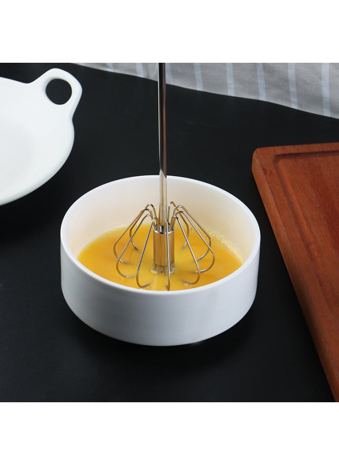Generic 304 Stainless Steel Semi-automatic Egg Beater Cream Beater Stirring Rod Rotary Egg Beater Kitchen Baking Tools-Color:12 Inch Food Contact 304  - Image 3