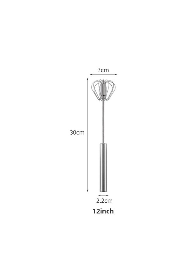 Generic 304 Stainless Steel Semi-automatic Egg Beater Cream Beater Stirring Rod Rotary Egg Beater Kitchen Baking Tools-Color:12 Inch Food Contact 304  - Image 1