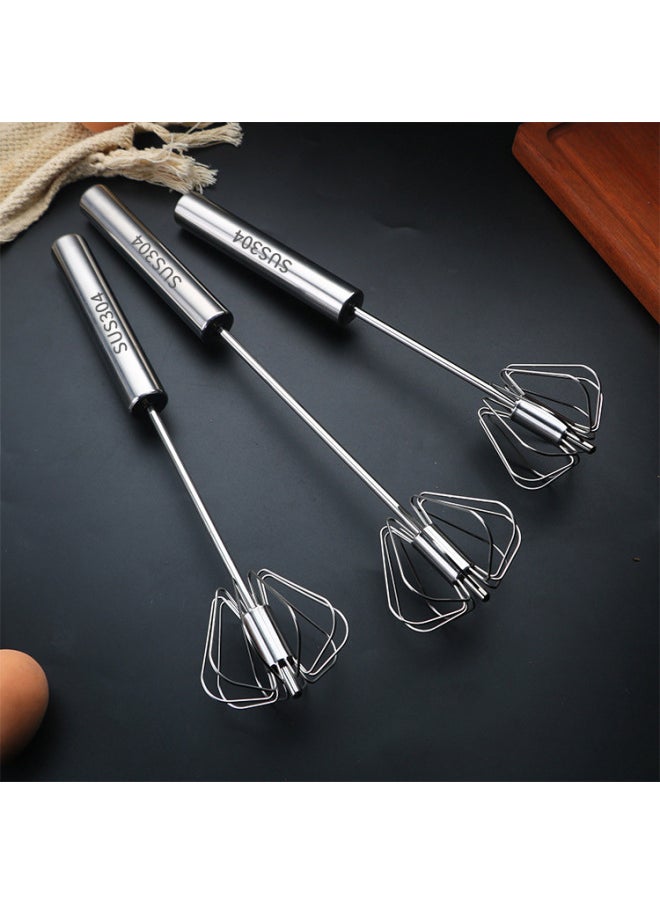 Generic 304 Stainless Steel Semi-automatic Egg Beater Cream Beater Stirring Rod Rotary Egg Beater Kitchen Baking Tools-Color:12 Inch Food Contact 304  - Image 2