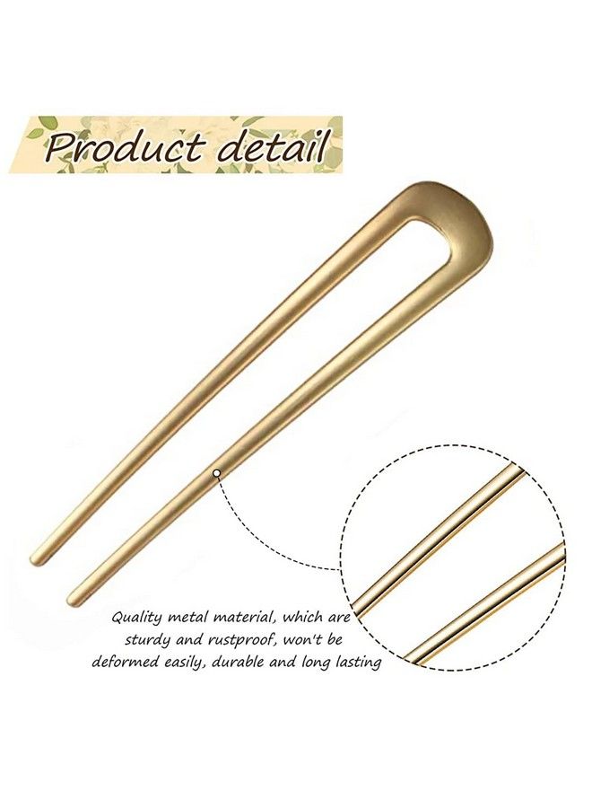 Zibuyu دبابيس شعر للنساء والفتيات دبابيس معدنية بسيطة على شكل حرف U لشوك الشعر مشابك شعر للفتيات دبابيس نسائية عصي إكسسوارات شعر دبابيس جودا لكعكة الشعر للنساء والفتيات (فضية وذهبية) 4 قطع - Image 4