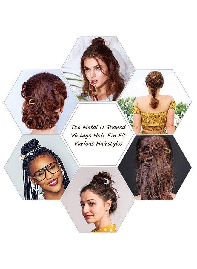 Zibuyu دبابيس شعر للنساء والفتيات دبابيس معدنية بسيطة على شكل حرف U لشوك الشعر مشابك شعر للفتيات دبابيس نسائية عصي إكسسوارات شعر دبابيس جودا لكعكة الشعر للنساء والفتيات (فضية وذهبية) 4 قطع - Image 5