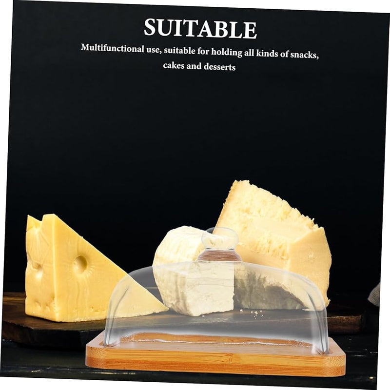 طبق زجاجي مستطيل لحفظ الزبدة مع غطاء، صينية تقديم كعك 12 بوصة للحلويات والجبن، سهل التنظيف - Image 5