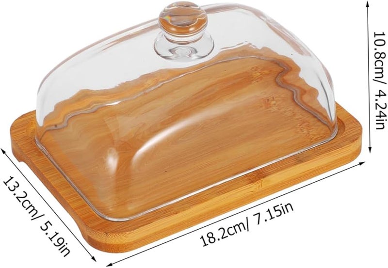 طبق زجاجي مستطيل لحفظ الزبدة مع غطاء، صينية تقديم كعك 12 بوصة للحلويات والجبن، سهل التنظيف - Image 3