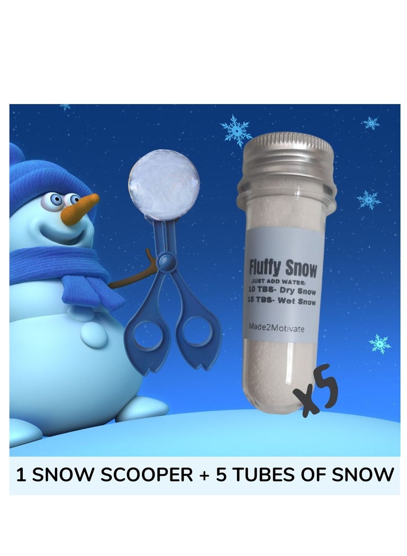 Made2Motivate Set Of 5 Instant Snow Tubes Of Artificial Fluffy Snow Powder Instant Snow  - Image 1