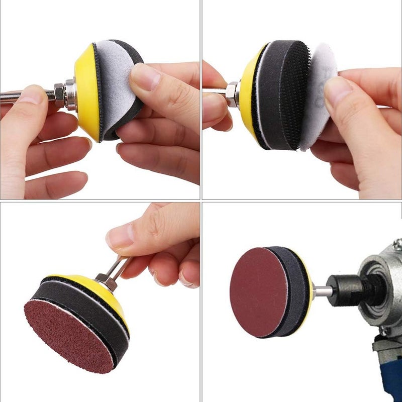 LotFancy 2 Inch Sanding Discs, 100PCS 60-3000 Grit Sandpaper and 1/4" Shank Backing Plate, Soft Foam Buffering Pad, for Drill Grinder Rotary Tool, Hook and Loop Sand Paper Assortment Pack - Image 4